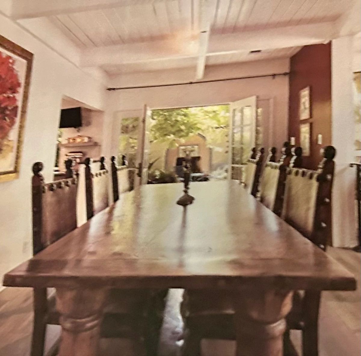 Dining Table - Solid Wood with 6 Leather chairs