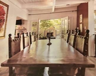 Dining Table - Solid Wood with 6 Leather chairs