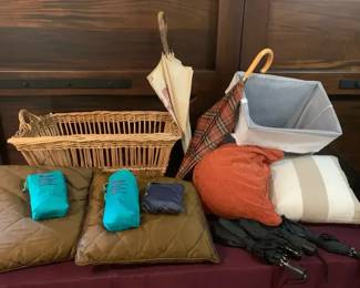 Umbrellas Ponchos Pillows and Laundry Baskets