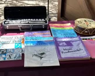 Bundy Selmer Flute Piano Books Decorative Drum