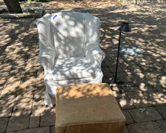Wing Back Armchair Ottoman  Standing Lamp