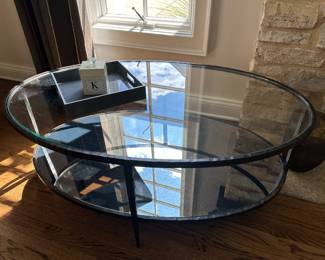 Crate & Barrel Clairmont glass/iron coffee table.....