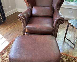 Bradington Young leather armchair and matching ottoman