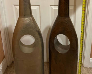 Lot 11: 2 Tall Textured Hammered Aluminum Vases