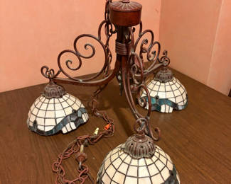 Lot 7: Stained Glass Hanging Light 
