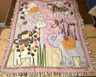 Lot 8: Baby Quilt for Crib NEW! Zoo Theme Pink