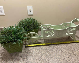 Lot 50: Mint-green Decorative wheelbarrow more! 