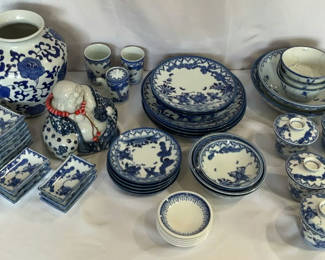 Lot 3: Nabeshima Arita Ware Porcelain Dishes, and Buddha Statue