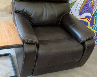 Lot 28: Chocolate ‘leather’ Rocking Recliner, Small Side Table