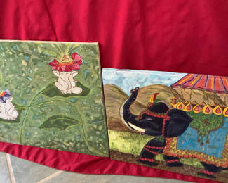 Lot 23: Two More Original Paintings Theme Of Elephants