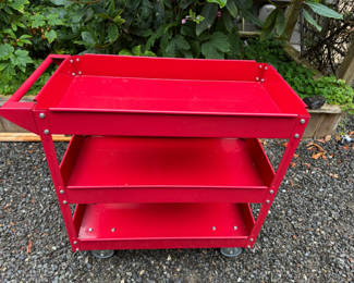 Lot 57: 3-Tier Heavy Duty Red Metal Rolling Utility Car