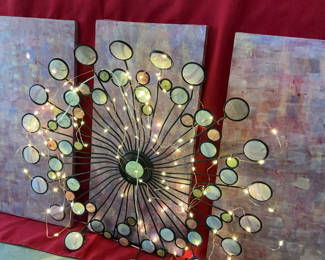 Lot 27: Glass Art, Triptych Canvases