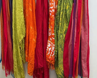 Lot 187: Assorted colorful scarves
