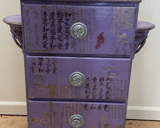 Lot 188: Shabby Chic Purple Painted Three Drawer Dresser