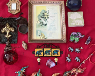 Lot 46: Elephant-themed decorative collection and artwork