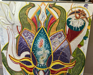 Lot 19: Large Colorful Original Art On Wood