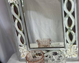 Lot 125: Hand Painted Mirror And Vintage Ice Buckets