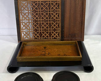 Lot 130: Antique Rectangular Wood Tray and more wood decor