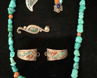 Lot 82: Mixed Native Themed and Silver Toned Jewelry