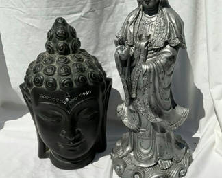 Lot 2: Two Buddha ceramic statues