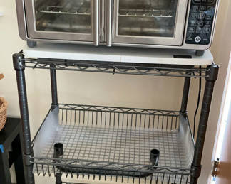 Lot 49: Stainless Rolling Kitchen Storage Cart, Gourmia Oven, Stainless Kitchen Storage
