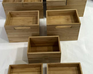 Lot 128: Set of bamboo rectangular storage boxes