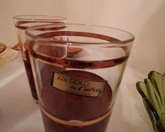 Culver Highball Glasses, Tortoise Shell and Gold Trim