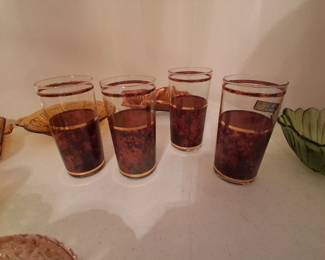 Culver Highball Glasses, Tortoise Shell and Gold Trim