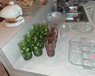 Culver Tortoiseshell highball glasses & polka dot pattern glasses