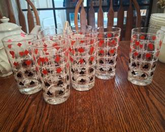 1950s Federal Glass "Merry Maker" highball cocktail glasses