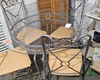 GLASS TOP TABLE AND CHAIRS