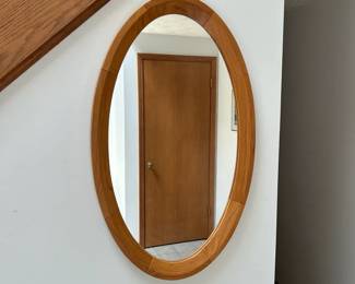 MCM Style Danish Segmented Wood Mirror