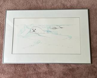 Peter Parnall Harp Seal Numbered Framed Print