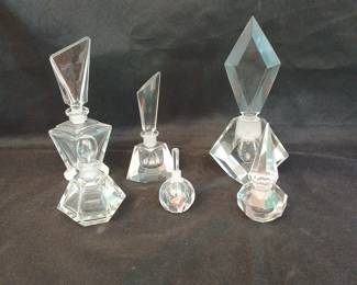 Vintage Crystal Perfume Bottles Diamond Cut Orrefors