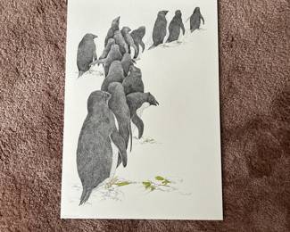 Peter Parnall Adelie Penguins Numbered Print