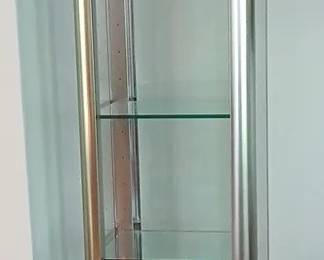 MCM Brushed Nickel Curio Cabinet w Light