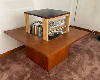 Danish Coffee Table With Hydraulic Pop Up Bar