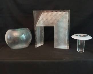 Textured Glass Art Hand Blown Glass Art Signed