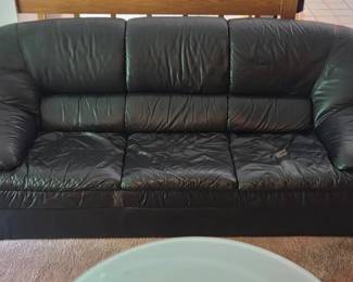 Natuzzi Black Leather Sofa