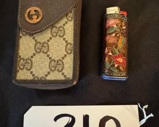 Vintage Gucci cigarette case and cloisonne lighter case for Bic lighter