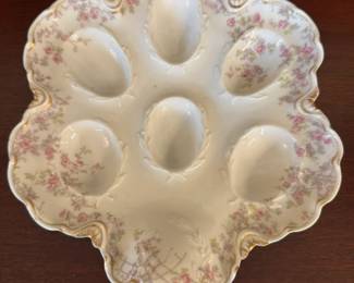 Haviland & Co. Limoges M&C France Egg Plate with floral design