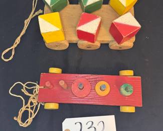 2 vintage wood pull toys
