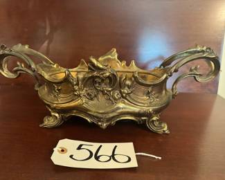 Vintage jardiniere planter, cast metal with brass finish