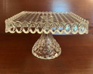 Fostoria American square cake plate / stand