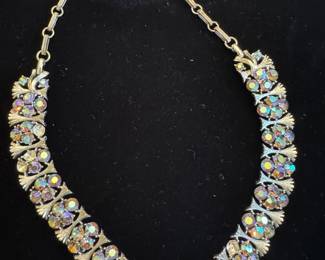 Vintage chocker necklace with aurora borealis rhinestones