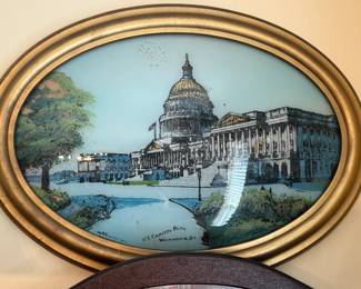 Reverse painting of Capital in Washington DC, 1916 copyright