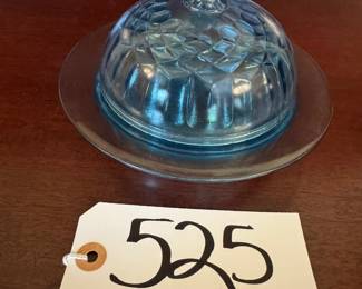 Aunt Polly round depression glass butter dish