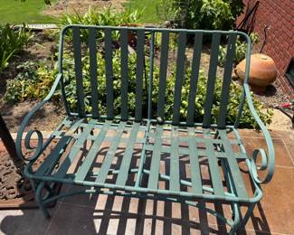 Winston Patio Furniture green glider with cushions