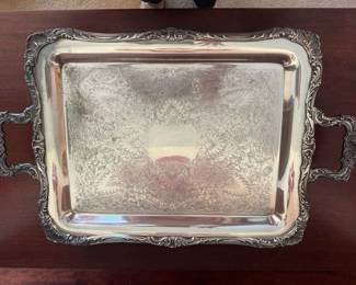 Footed silver tray - has been resilvered