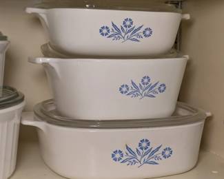 CorningWare "Blue Corn Flower" Casserole Dishes